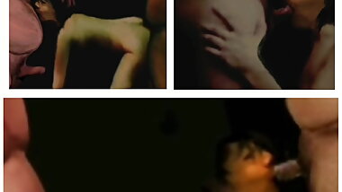 Fat swinging guys reunion with tiny girl