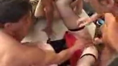 Fatties get spit roasted with ass to mouth action included.