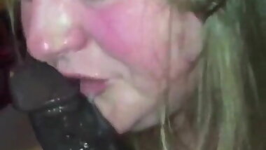 Fat young whore gaging out on a cock