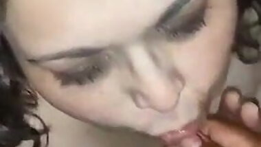 BBW taking a shot of cum