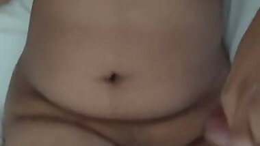 Chubby cumshot on boobs...