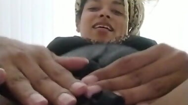Ebony Latina teases her juicy pussy