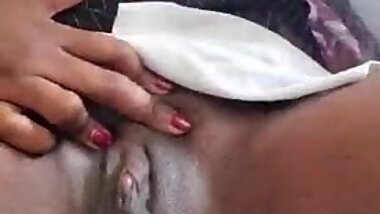 Playing with that black meaty pussy