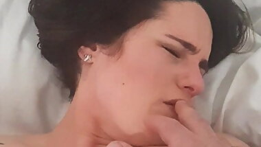 Very horny fatty touching her pussy